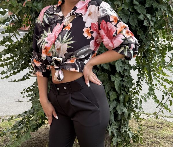 MISS BLACK elegáns nadrág övvel