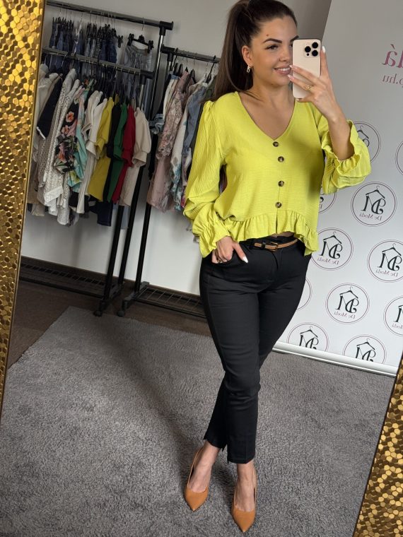 YVETT lime zöld fodros női blúz