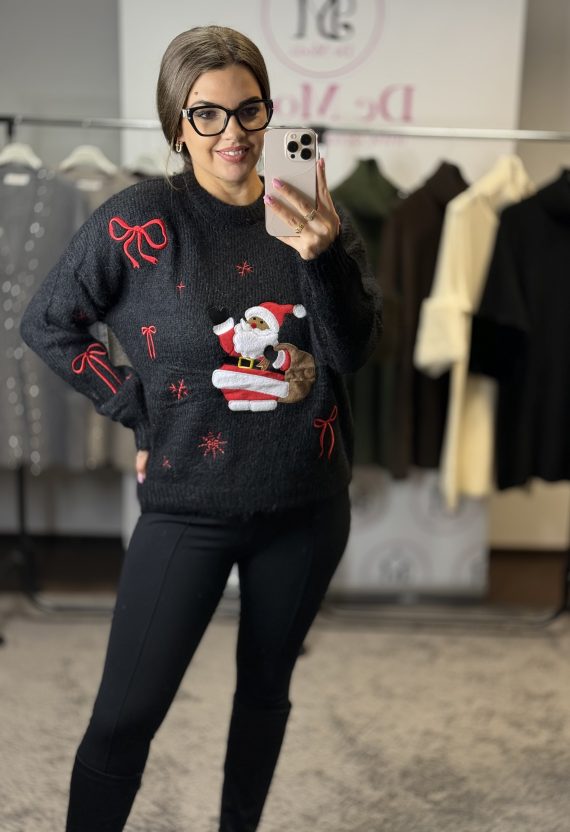 Mikulásos pulóver-fekete