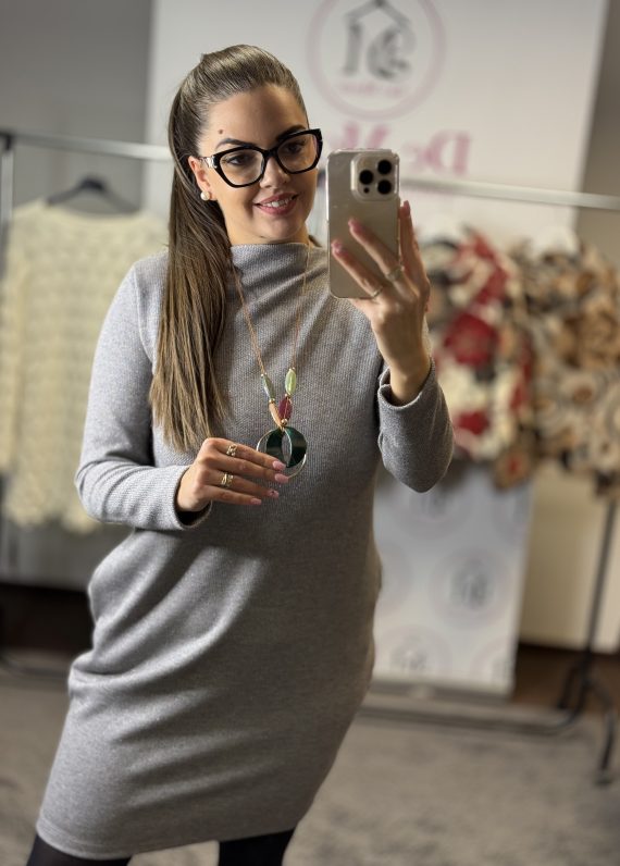 Csillógós tunika,ajándék nyaklánccal-szürke