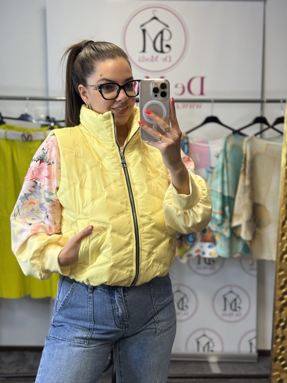 Rövid fazonú,steppelt mellény-sárga