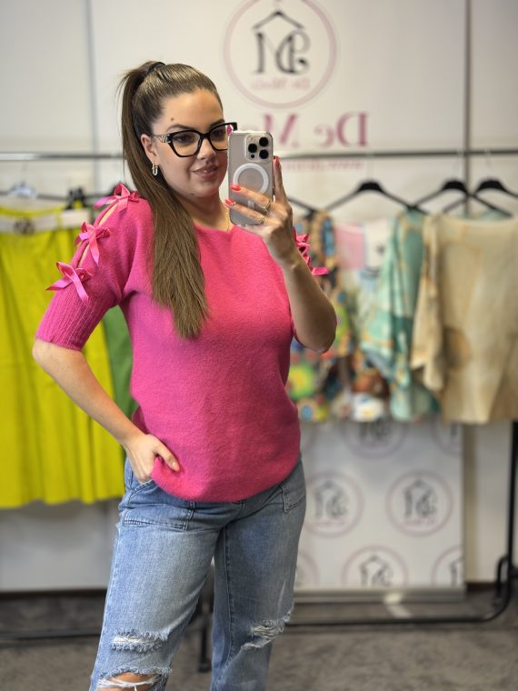 Különleges masnis póló-magenta