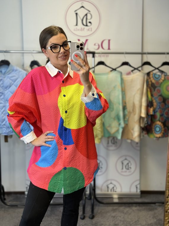 Kreppelt anyagú,könnyed,lenge,nagyméretű színes ing-sokszínű