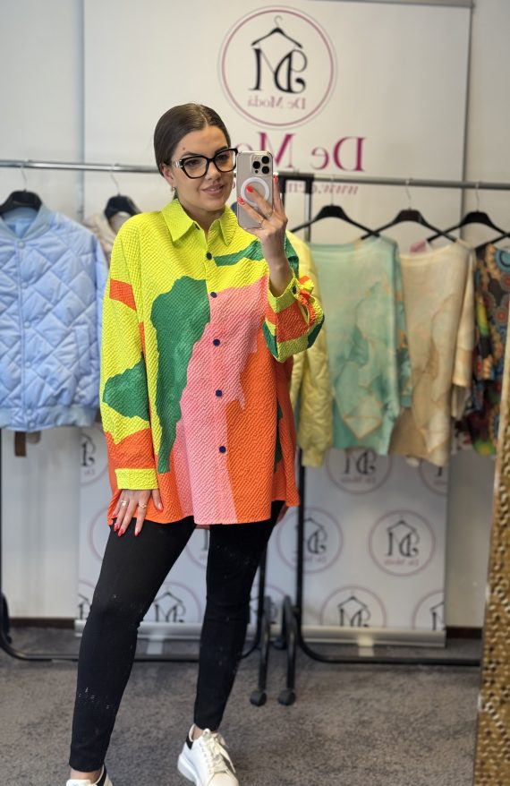 Kreppelt anyagú,könnyed,lenge,nagyméretű színes ing-sárga/narancs/zöld/rózsaszín