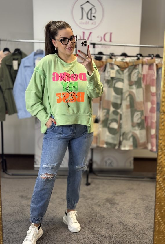 COLOURS bő fazonú pulóver-zöld