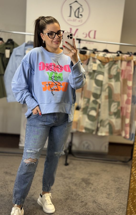 COLOURS bő fazonú pulóver-kék