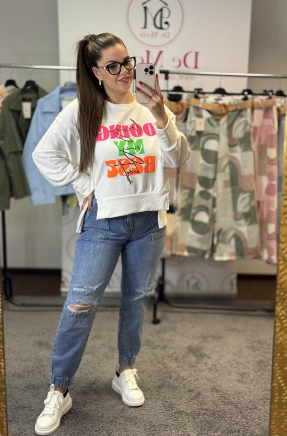 COLOURS bő fazonú pulóver-fehér