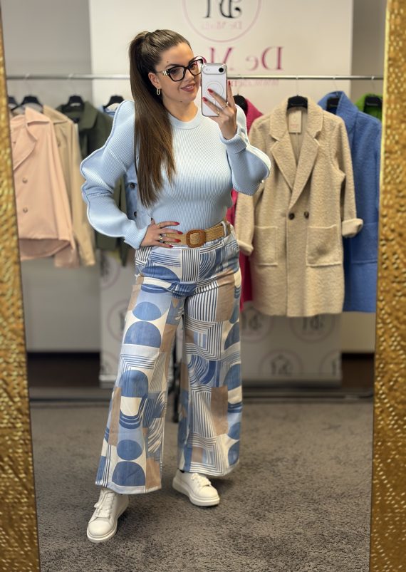 Prémium minőségű,elasztikus,gumis derekú nadrág ajándék övvel-babakék alap