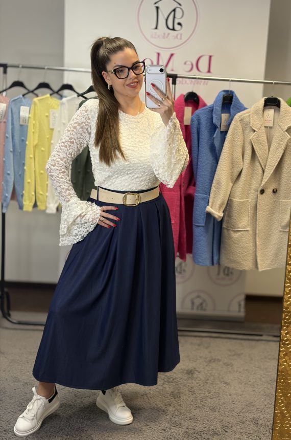 Vékony,gumis derekú,lenge farmerszoknya ajándék övvel