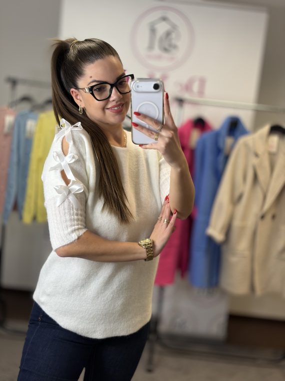 Különleges masnis póló-fehér