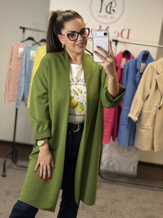 BASIC puha anyagú,elasztikus,vékony kardigán-pisztáciazöld