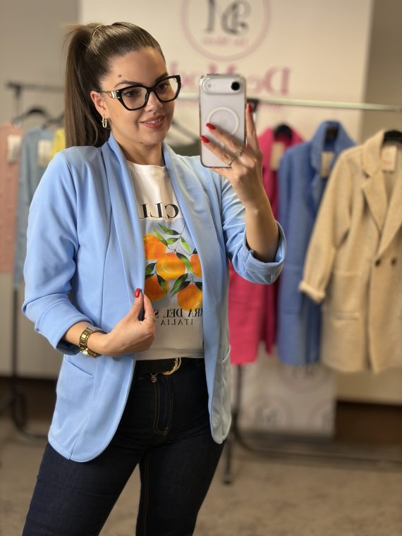 Vékony,elasztikus,zsebes blézer-babakék