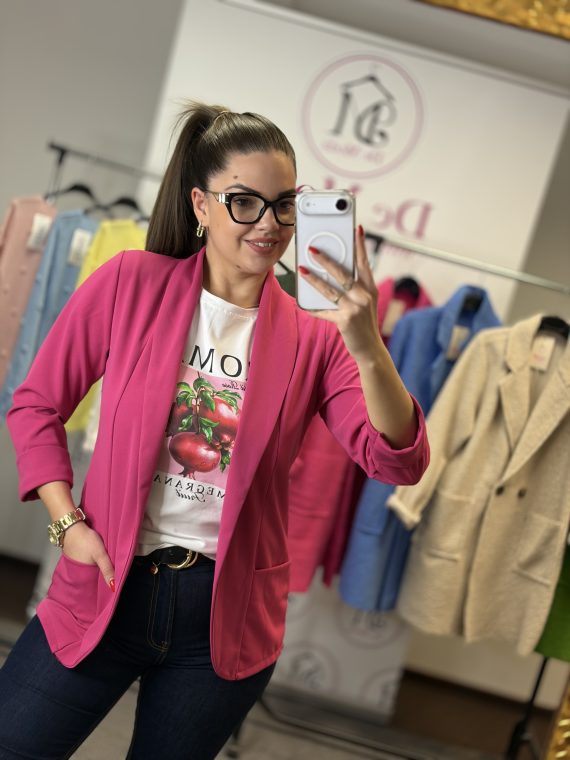 Vékony,elasztikus,zsebes blézer-pink