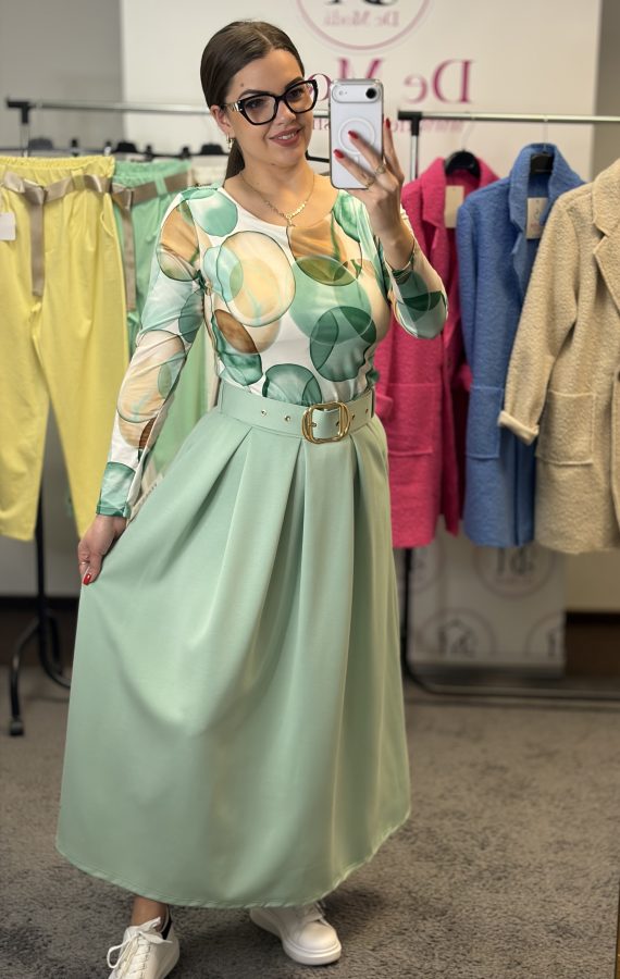 SPRING gumis derekú,hosszú szoknya övvel-menta