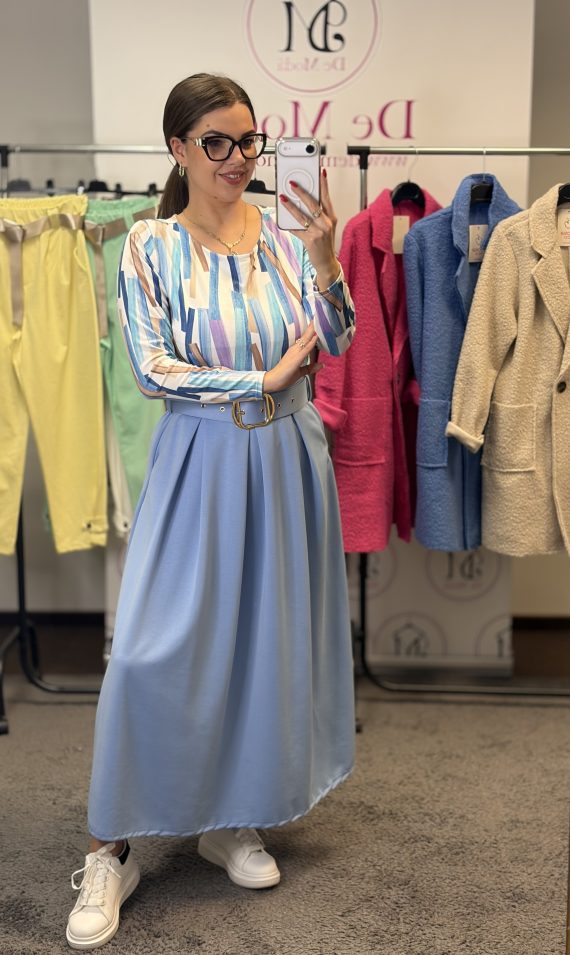 SPRING gumis derekú,hosszú szoknya övvel-babakék