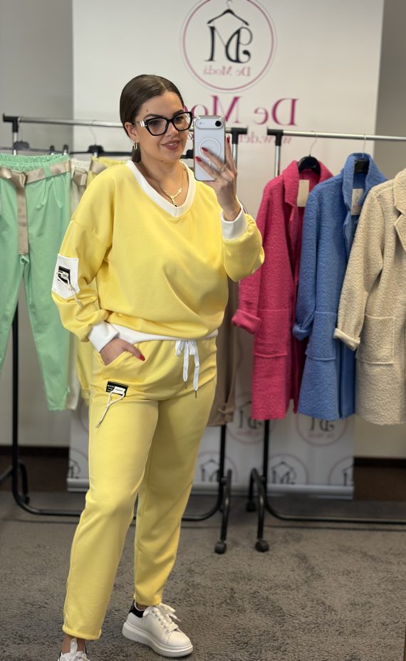 V nyakú melegítő szett-sárga