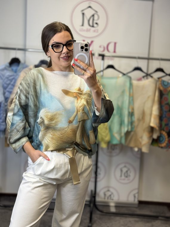 Vékony,lenge,bő fazonú mintás cérna felső-kutyás