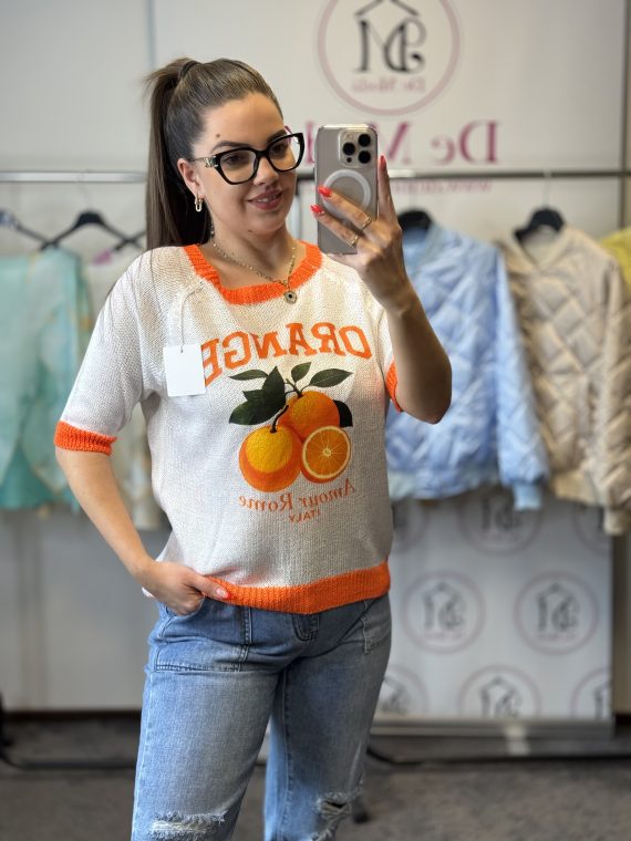 Vékony, kötött póló-orange