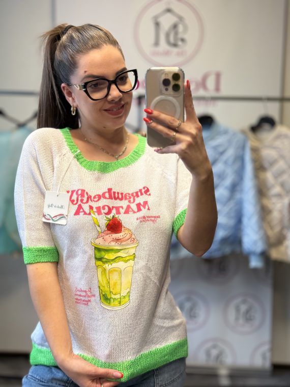 Vékony,kötött póló-matcha