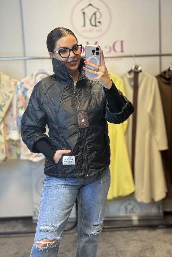 Steppelt,ujjbetétes átmeneti kabát-fekete