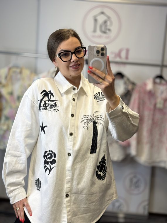 Mintás farmering-fehér