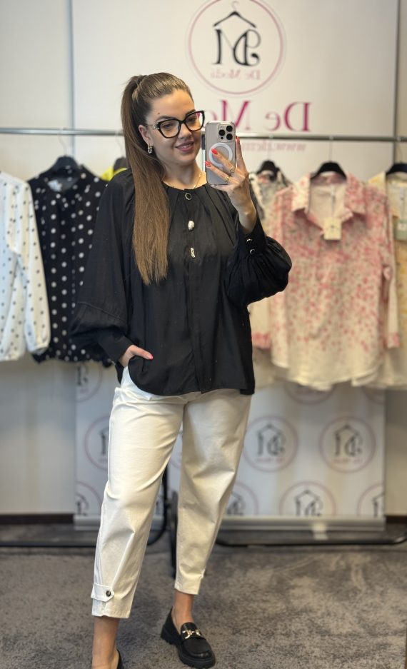 Bő fazonú,lenge anyagú ing,különleges gombokkal-fekete