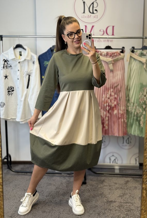 Zsebes tunika/ruha-keki/bézs