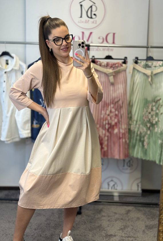 Zsebes tunika/ruha-púder/bézs