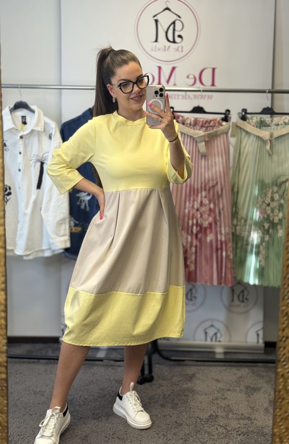 Zsebes tunika/ruha-sárga/bézs