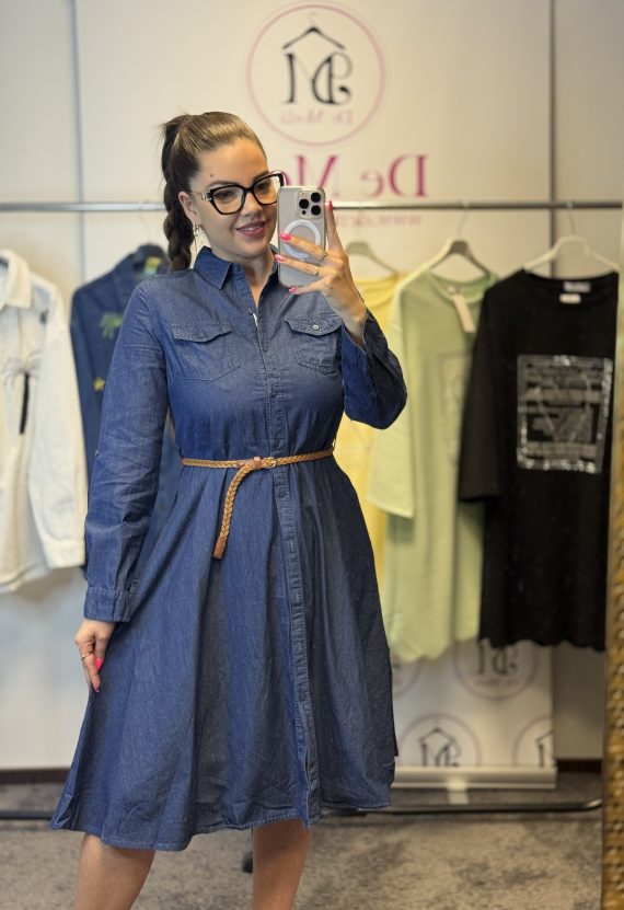 Vékony,lenge farmerruha,ajándék övvel