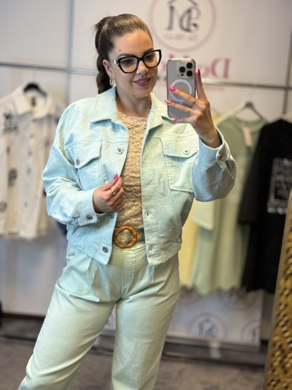 Kordbársony kabát-menta