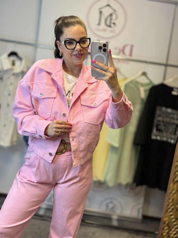 Kordbársony kabát-babarózsaszín