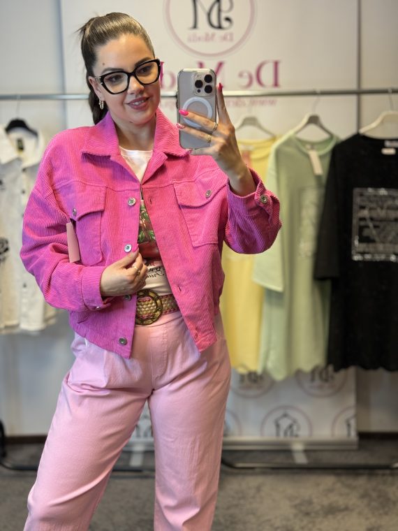 Kordbársony kabát-pink