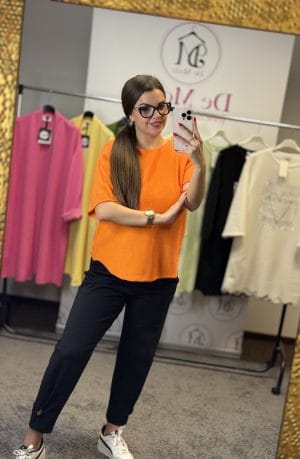 Puha anyagú,elasztikus basic póló-narancssárga