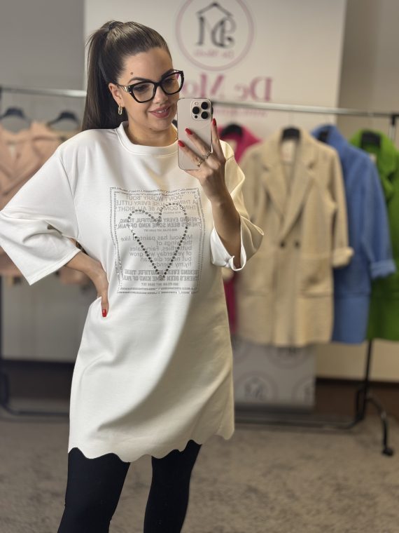 Szívecskés,puha anyagú tunika-fehér