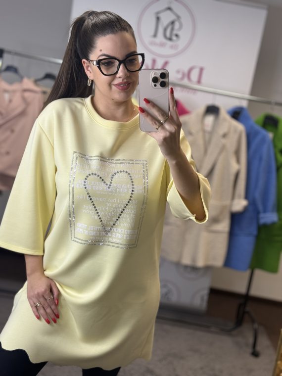 Szívecskés,puha anyagú tunika-sárga