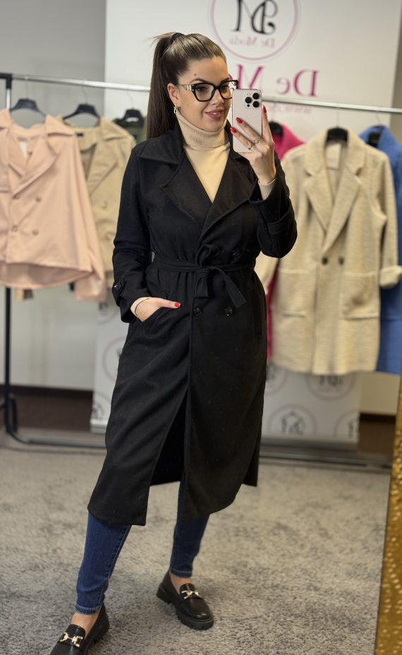 Prémium minőségű velúr hatású kabát-fekete