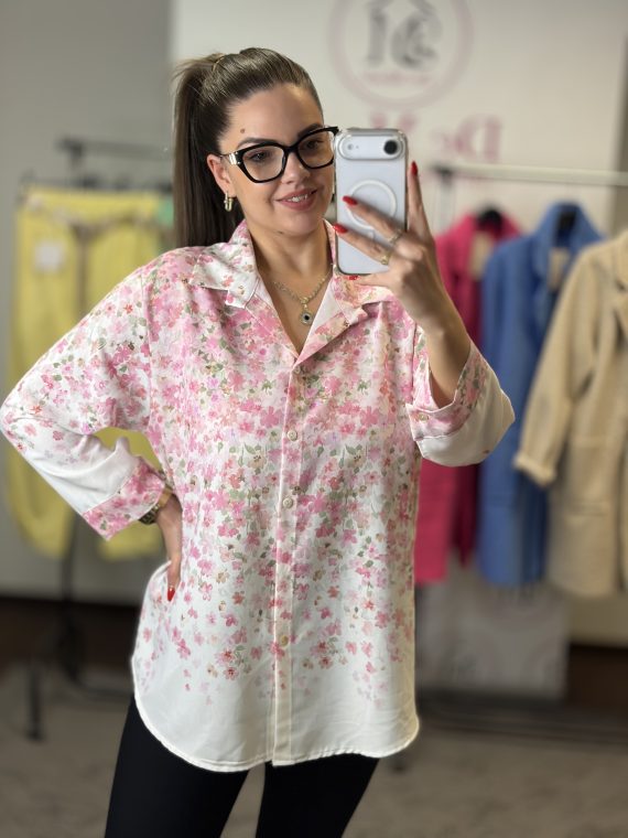 Vékony,lenge,virágos ing-rózsaszín