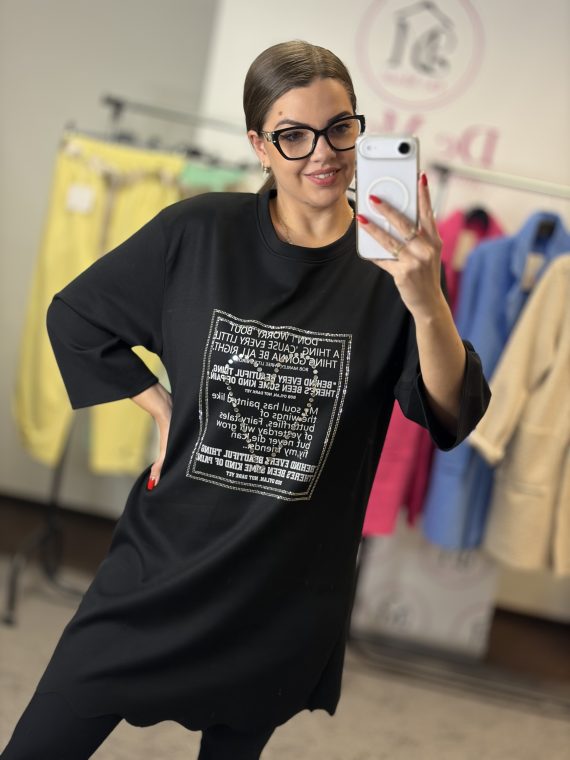 Szívecskés,puha anyagú tunika-fekete