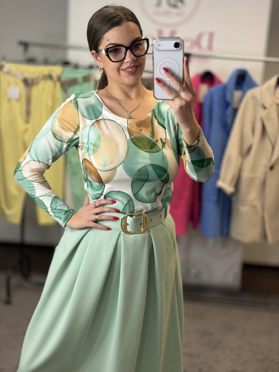 Elasztikus,puha anyagúgömb mintás felső-menta