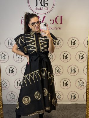GOLD-BLACK maxi ruha,különleges mintával