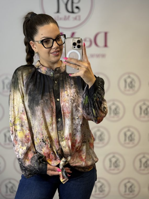 Oversize,különleges szatén ing-fekete alap