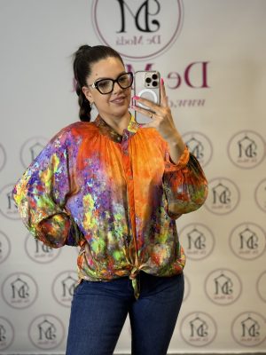 Oversize,különleges szatén ing-narancssárga alap